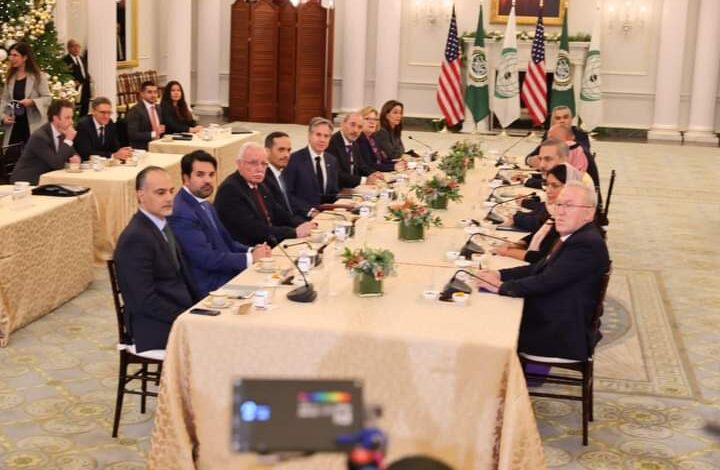 Algomhuria algdeda - وفد اللجنة الوزارية من القمة العربية الإسلامية يعقد جلسة مباحثات مع وزير الخارجية الأمريكي